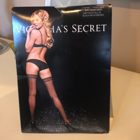 New 2 PAIRS Victoria/'s Secret Lace Top Thigh High Stocking w Back Seam Black B